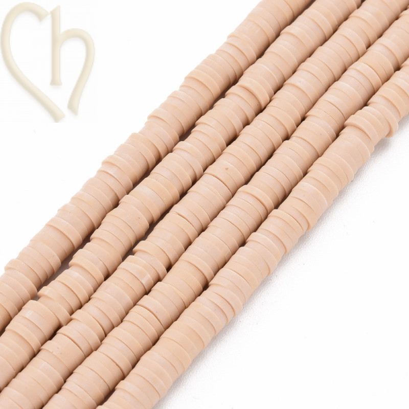 Heishi rondellen 4mm Beige String 40 cm.