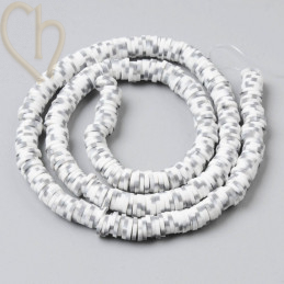 Heishi Rings 6mm Grey White String 40cm