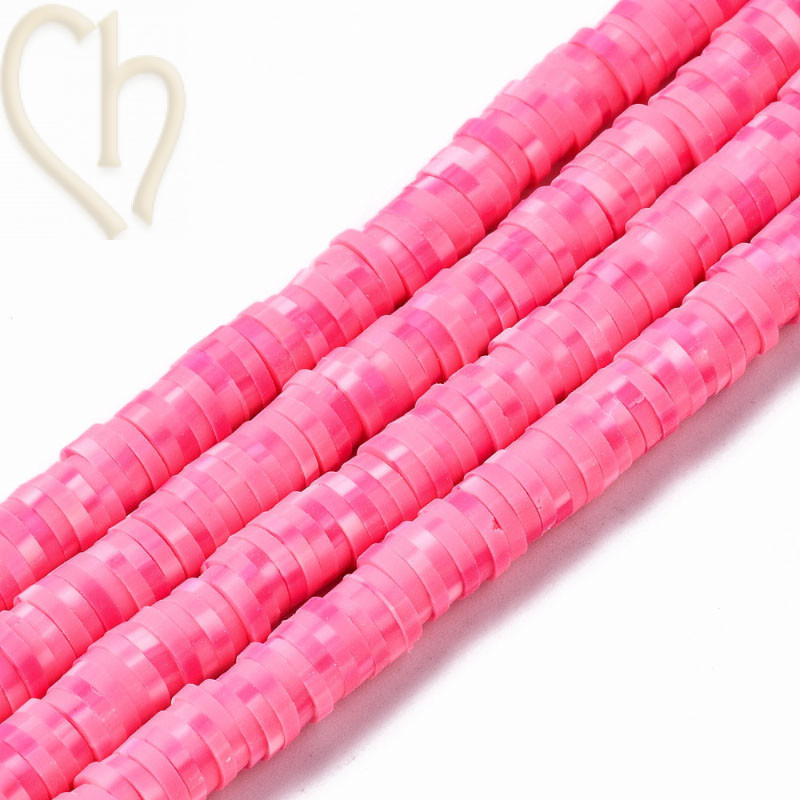 Heishi Rings 6mm Hot Pink String 40cm