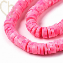 Heishi Rings 6mm Hot Pink String 40cm