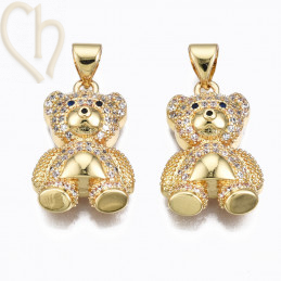 Charms Gold Teddybeer 22mm met strass