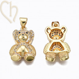 Charms Gold Teddybeer 22mm met strass