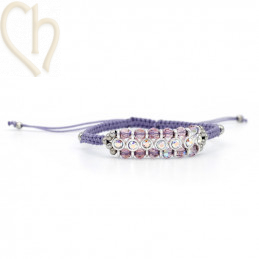 Kit de bracelet macramé avec intercallaire emaillé et strass PP24 Mauve