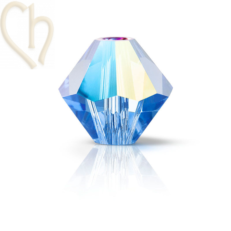 Preciosa Crystal Rondelle Bead 4mm Sapphire Glitter