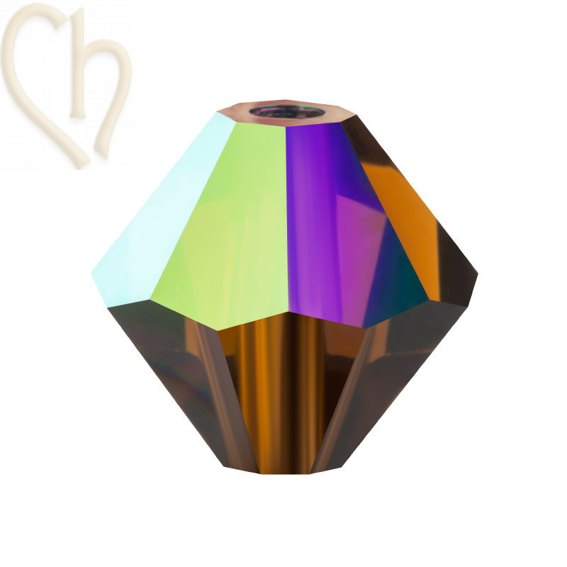 Preciosa Crystal Rondelle Bead 3mm Smoked Topaz AB