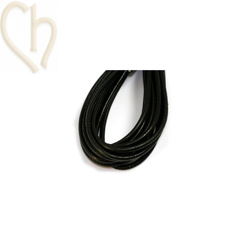 Leather round 4mm black