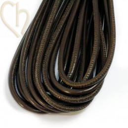 Leer rond 4mm dark brown