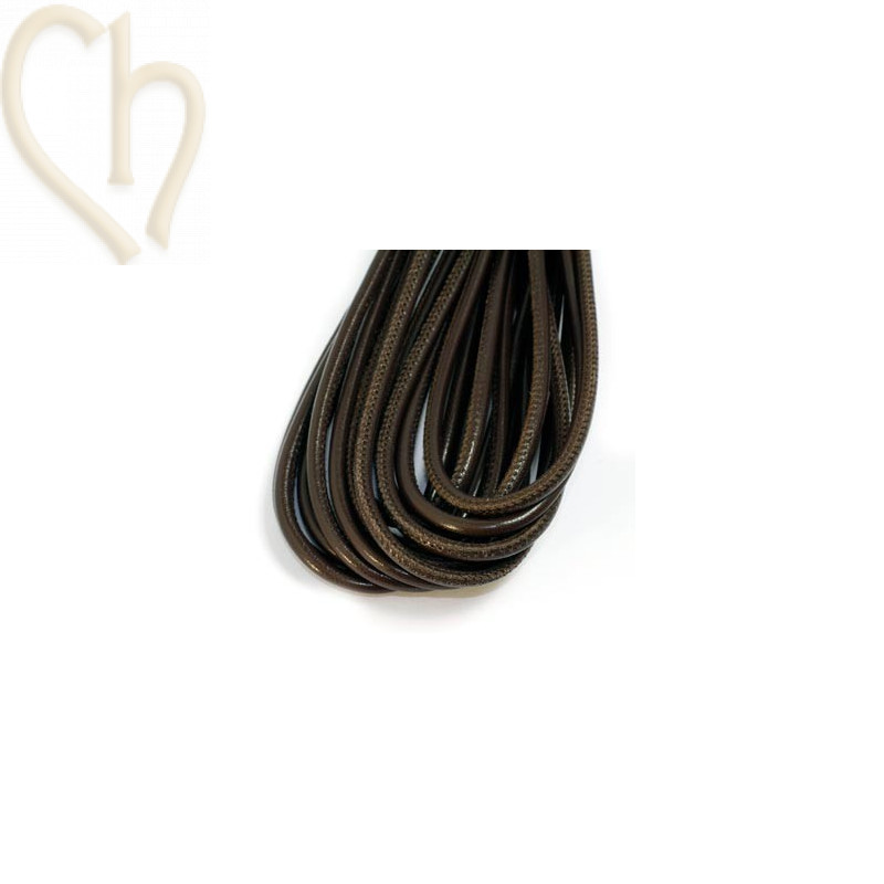 Leather round 4mm dark brown