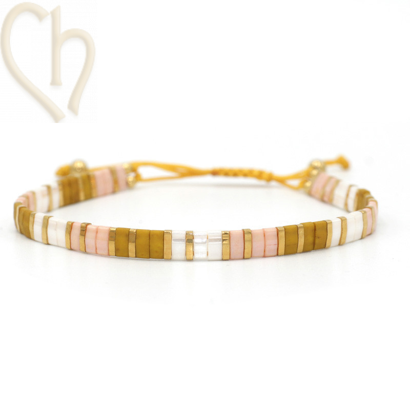 Kit bracelet with Miyuki Tila Salmon Mustard
