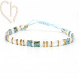 Kit bracelet avec Miyuki perles Tila Turquoise PicawhiGold