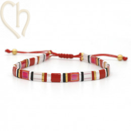 Kit bracelet with Miyuki Tila White Red Black