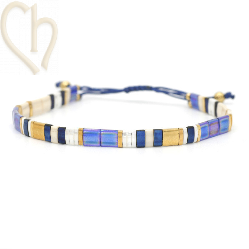 Kit bracelet avec Miyuki perles Tila Caramel Blue