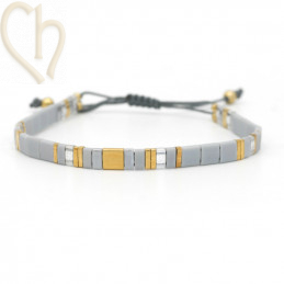 Kit bracelet with Miyuki Tila Grey Gold