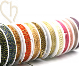 Bobinne 10m fil polyester pour macramé 0,8mm avec mix Goldfil - Marron