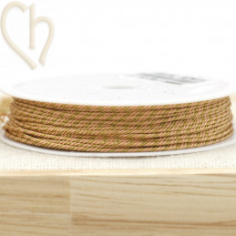 Bobinne 10m fil polyester pour macramé 0,8mm avec mix Goldfil - Vieux Rose