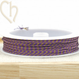 Spool 10mm polyester macramé thread 0,8mm with Goldfil - Purple