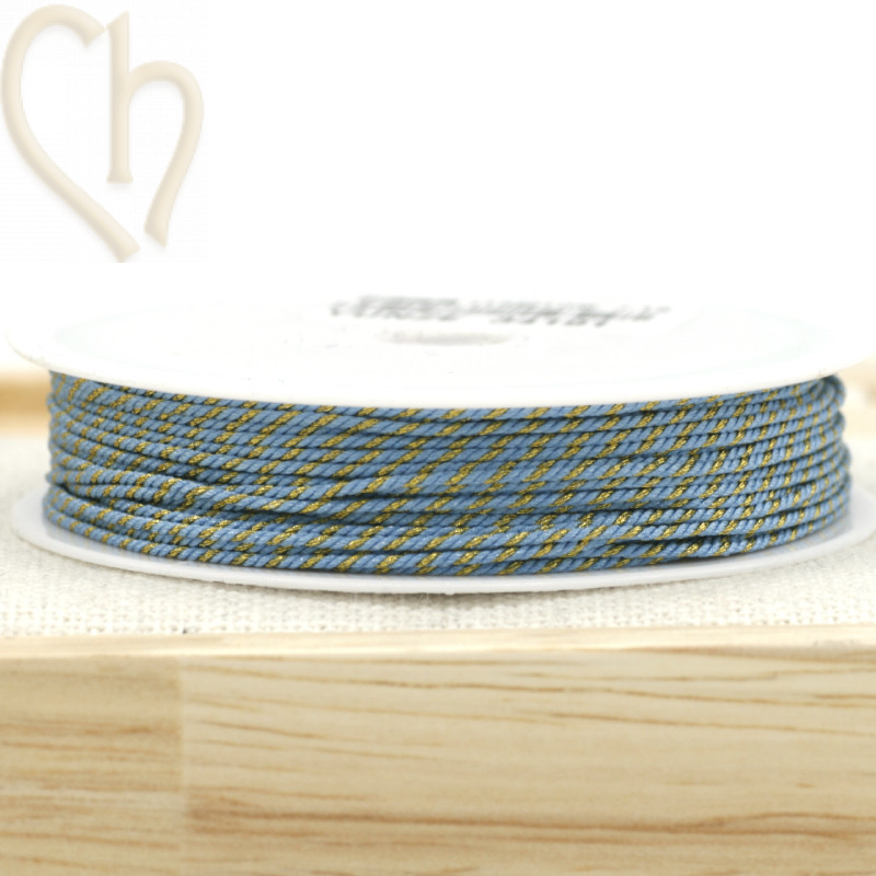 Bobinne 10m fil polyester pour macramé 0,8mm avec mix Goldfil - Blue Clair