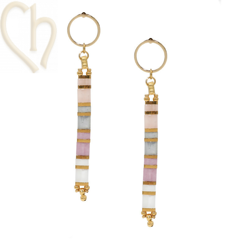 Kit earrings with Half Tila Miyuki in Pink Blue