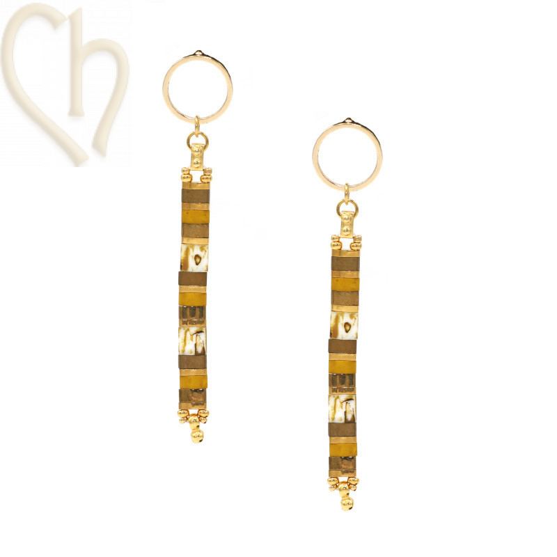 Kit boucles d'oreilles en Miyuki Half Tila Occre