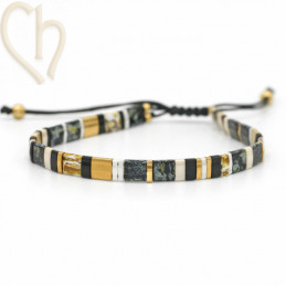 Armbandje met Miyuki kralen Tila Black Gold