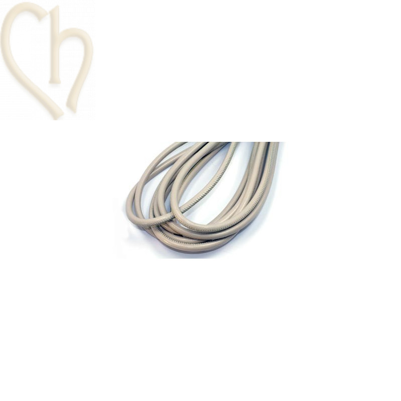 Leather round 6mm cream