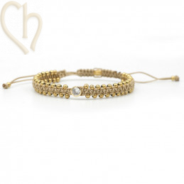 Kit van macramé armbandje met Stainless Steel bollen en Crystal Strass