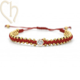 Kit van macramé armbandje met Stainless Steel bollen en Crystal Strass