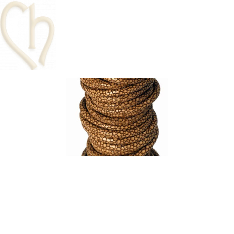 Leer rond 4mm snake style brons