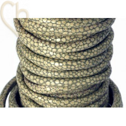 Cuir rond 4mm serpent khaki