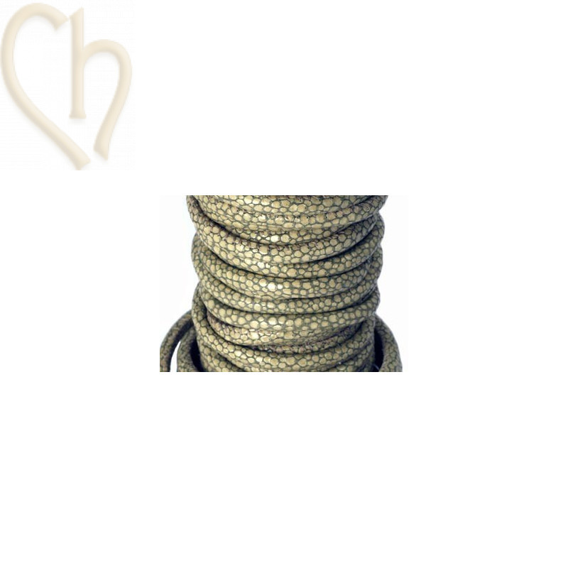 Leer rond 4mm snake style khaki