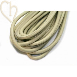 Leather round 6mm light beige