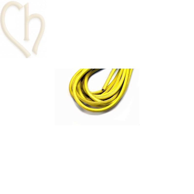 Leather round 6mm shinny yellow