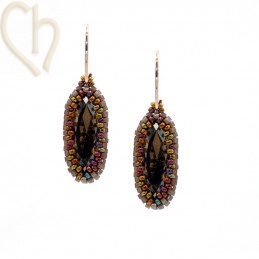 Earrings with Miyuki and Charl'stone Crystals Copper Brown