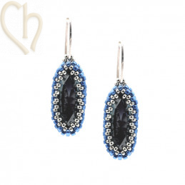 Earrings with Miyuki and Charl'stone Crystals Copper Blue