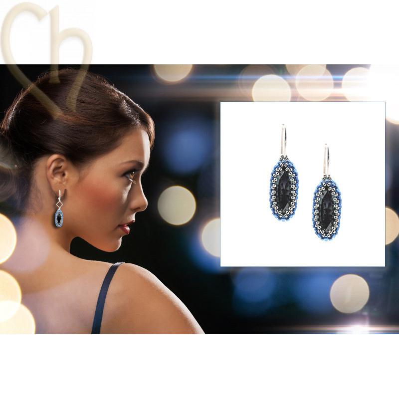 Earrings with Miyuki and Charl'stone Crystals Copper Blue