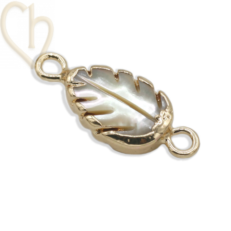 Natural Mother-of-Pearl leaf connector  - Luxurious and Versatile Jewelry Components