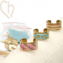 Bague Ajustable Dorée à l'Or Fin pour Perles Miyuki Delica - Rose | Boutique Charlotte