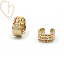 Bague Ajustable Dorée à l'Or Fin pour Perles Miyuki Delica - Rose | Boutique Charlotte