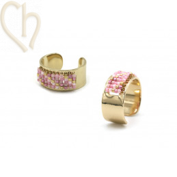 Adjustable Gold-Plated Ring for Miyuki Delica Beads - Pink | Boutique Charlotte