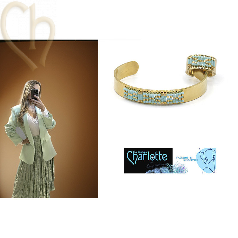 Bague Ajustable Dorée à l'Or Fin pour Perles Miyuki Delica - Rose | Boutique Charlotte