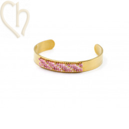 Adjustable Gold-Plated Ring for Miyuki Delica Beads - Pink | Boutique Charlotte