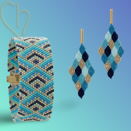 Kit Bracelet & Boucles d'Oreilles Peyote 2402 Blue | Boutique Charlotte