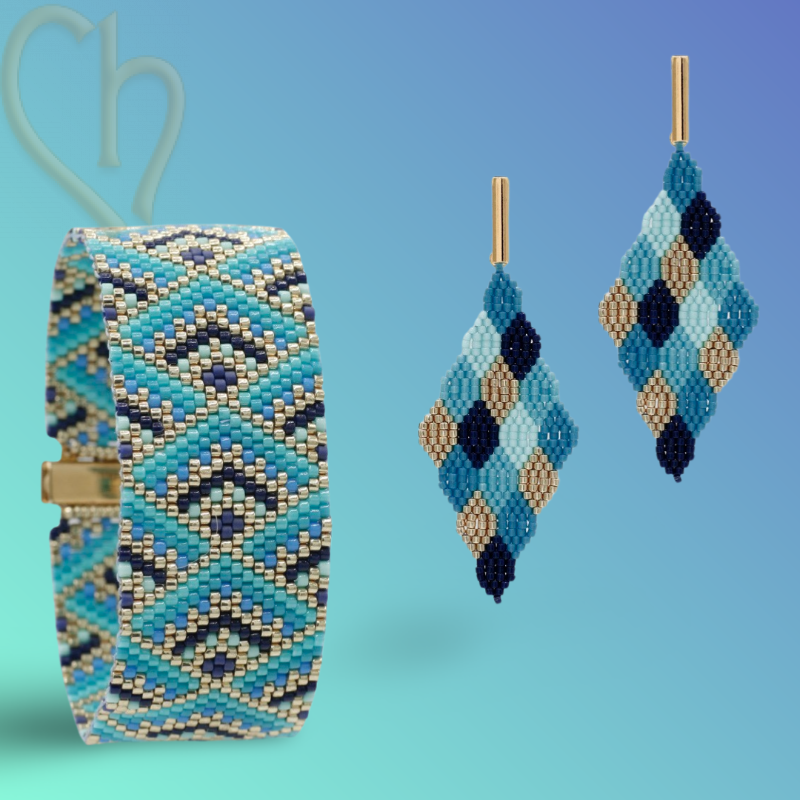 Peyote 2402 Blue Bracelet & Earrings Kit | Boutique Charlotte