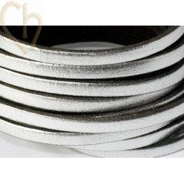 flat leather 5mm silver