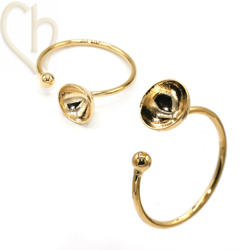 Adjustable Ring for DIY Rhinestones 8mm Gold Plated - Boutique Charlotte