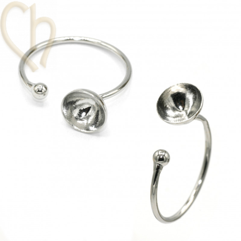 Bague réglable pour DIY Strass 8mm Rhodium - Boutique Charlotte