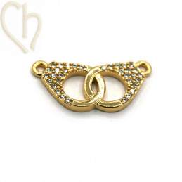 Chic Interlocking Handcuff 25mm with Charl Stone Rhinestone Inlay – Gold Plated | Boutique Charlotte