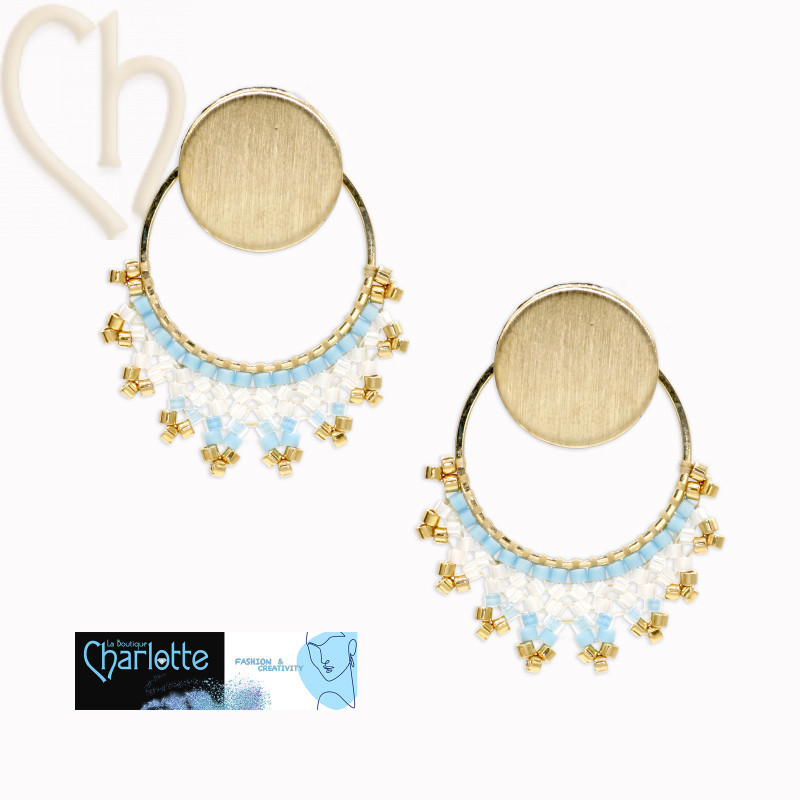 DIY Oorbellen Kit met Roestvrijstaal & Miyuki Delica in Blauw/Goud | Boutique Charlott