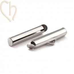 20mm Rhodium Tube Slider Clasp for Peyote Bracelets - Boutique Charlotte