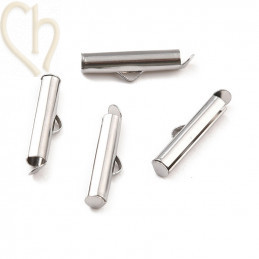 Fermoir Tube Slider 20mm pour Bracelets Peyote en Rhodium - Boutique Charlotte